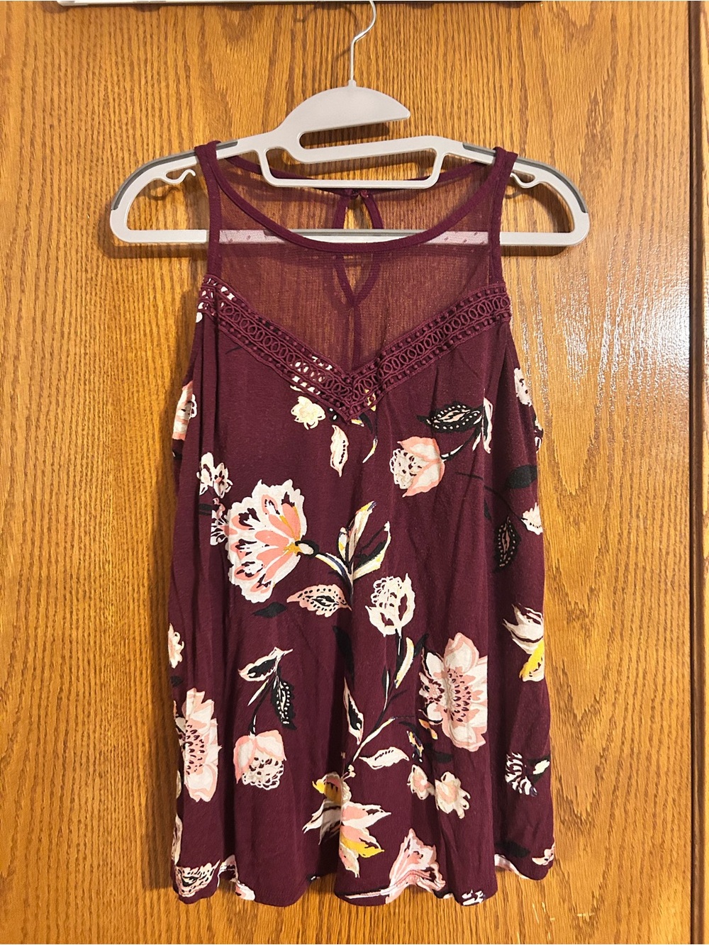 Maurices Floral Lace-Trim Burgundy Camisole